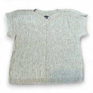 Cable & Gauge Women's Short Sleeve Pullover Sweater Beige Tan Neutral Size XL